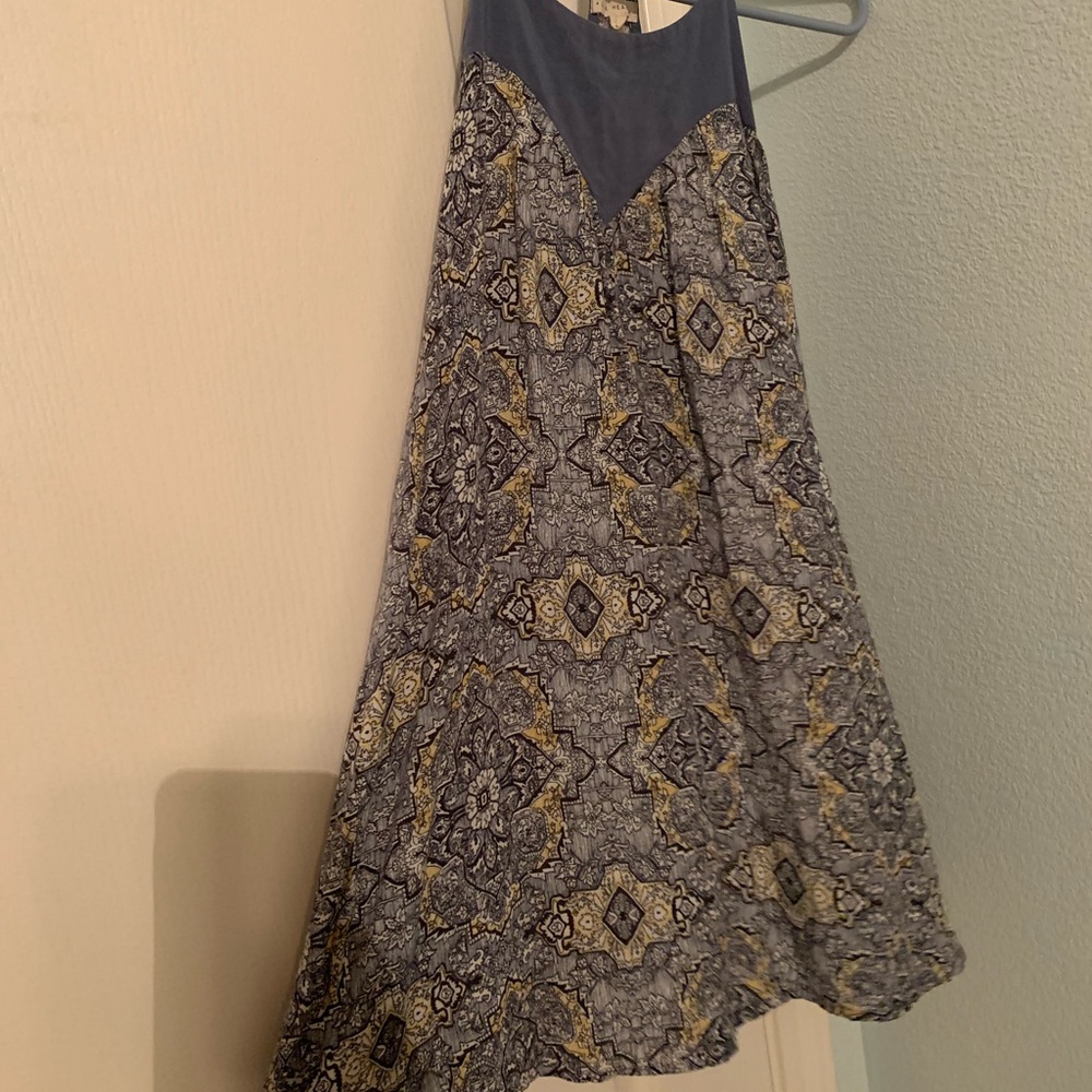 Blue Printed Racer Back Mini Dress - Picture 2 of 3